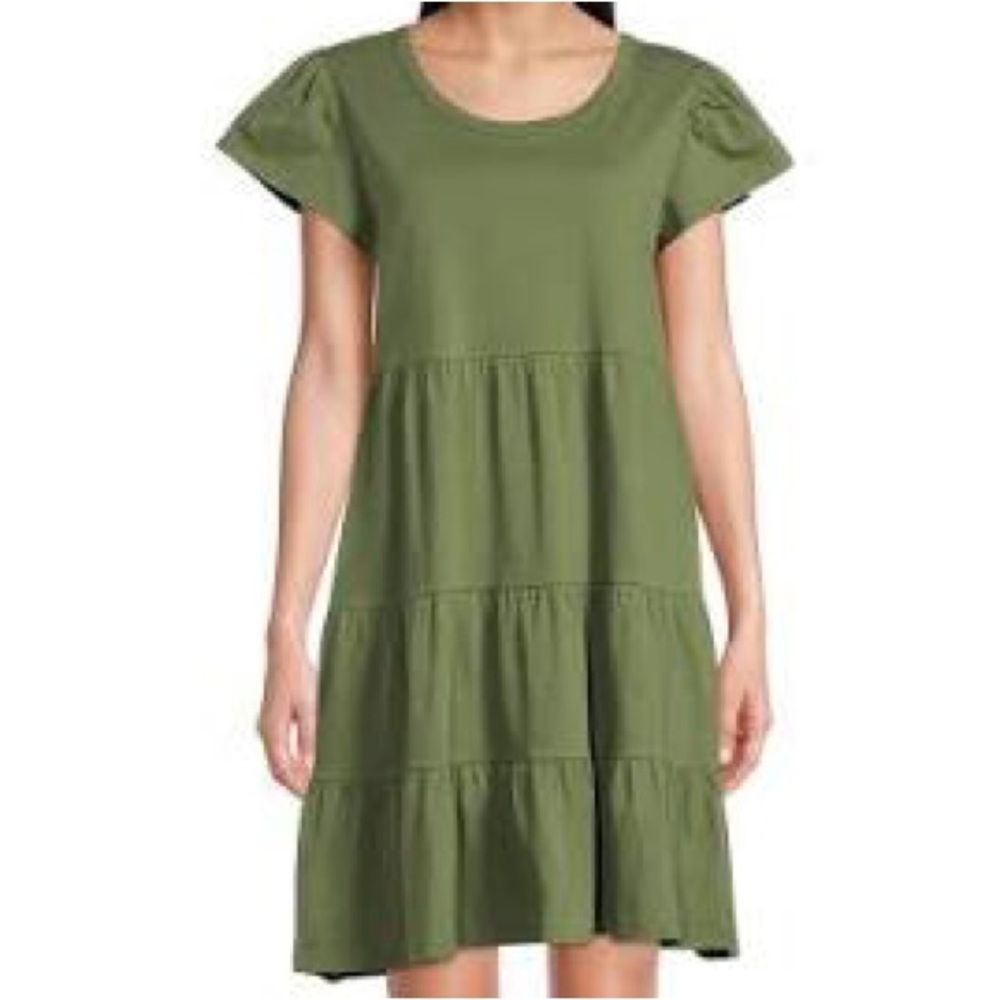 Olive Green Tiered Short Sleeve Tee